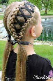 The big night is looming over the horizon! No Tutorial Double Ribbon Laced Piggie Braids Hair Styles Cool Hairstyles For Girls Kids Hairstyles