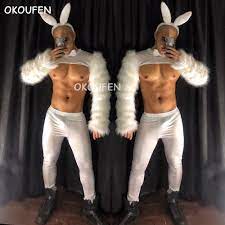 New Sexy White Christmas Furry Rabbit Costume Suit Nightclub Bar Men And  Women Ds Party Theme Cosplay Stage Wear - Modern Dance - AliExpress