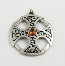 St Justin Celtic Cross Pendant With Baltic Amber Pewter Cross Canterbury Cross Large Cross St Justin Pewter Celtic Knot Pendant Pewter Cross Celtic Knot Pendant Celtic Cross
