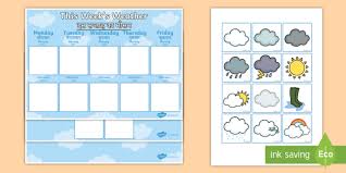 Weekly Weather Recording Chart Display Pack English Hindi