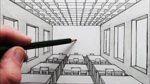How To Draw A Room In 1 Point Perspective A Classroom