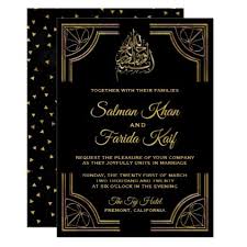 Black And Gold Wedding Invitations Black Gold Islamic Muslim Wedding Invitation Zazzle Com Monogram Wedding Invitations Flower Wedding Invitation Christian Wedding Invitations