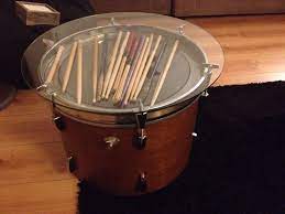 Bass drum wine rack table.a wine lovers dream. Bass Drum Coffee Table With Glass Top Up Cycled For The Musical Youth Foundation By Thumb Better Pics T Drum Coffee Table Glass Top Coffee Table Drum And Bass
