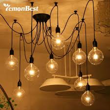 Lemonbest Edison Lights Industrial Style Home Lighting Vintage Loft Chandelier Lighting Fixtures D Retro Chandelier Pendant Ceiling Lamp Ceiling Pendant Lights