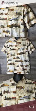 Vintage Locomotive Train Button Front Shirt Clothes Design Button Front Shirt Fashion Design