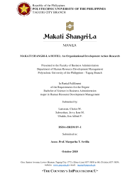 pdf makati shangri la hotel manila an organizational