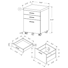 Monarch 3 Drawer Vertical Mobile File Cabinet In Brown I 7400