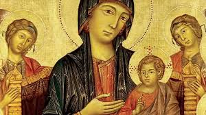 Madonna enthroned, also known as the ognissanti madonna, or just madonna ognissanti, is a painting by the italian late medieval artist giotto di bondone, housed in the uffizi gallery of florence, italy. Cimabue Santa Trinita Madonna Youtube
