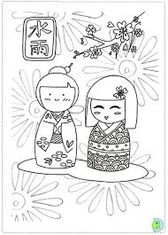 Kokeshi Dolls Coloring Page Dinokids Org Kokeshi Dolls Coloring Books Japanese Quilts