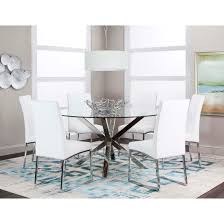 It's crafted of sturdy, durable wood and boasts a. Cramco Inc Classic 7 Piece 59 Round Glass Table Set Value City Furniture Dining 7 Or More Piece Sets