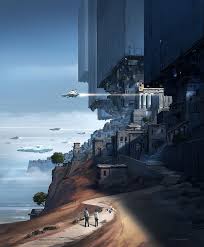 Daily Sci Fi Art S Instagram Profile Post Coast Town Station By B Baumhauer Art Dig Fantasy Landscape Sci Fi Concept Art Environment Concept Art
