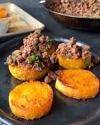 Here S An Update On Our Stuffed Squash Rounds Of Butternut Squash Brushed With Olive Oil And Roa Winter Squash Recipes Roasted Butternut Squash Ground Sirloin