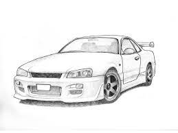 Today i'll show you drawing a car nissan skyline gtr r34. 18 Jerry He Grade 12 Nissan R34 Skyline Pencil And Graphite Paper 9 X12 R34 Skyline Car Drawings Skyline Gtr R34