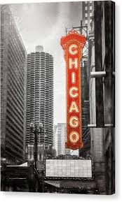 Chicago Theatre Sign Chicago Black And White Canvas Print Canvas Art By Carol Japp Black And White Canvas Chicago Street Art Fine Art America