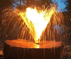 Simply slide in a recycling water fountain insert in place of your fire grate to transform its function. Water Fountain Fire Pit
