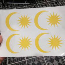 Bendera malaysia yang dikenal dengan nama jalur gemilang seharusnya bergambar bulan sabit berwarna emas dengan bintang bersudut 14 dan 14 garis merah dan putih yang melambangkan 13. Sticker Fabric Bulan Bintang Shopee Malaysia