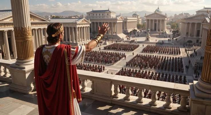 Roman Emperor Waving To a Crowd from a Balcony in an Ancient City.  Historical Ruler Addressing People in a Grand Forum Stock Illustration -  Illustration of greeting, toga: 448161450