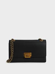 See more ideas about charles keith bag, charles keith, bags. Black Chain Strap Push Lock Shoulder Bag Charles Keith Us