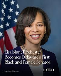 Democrat Lisa Blunt Rochester has just made history, becoming Delaware's  first Black female senator. The Philadelphia native defeated Republican  challenger Eric Hansen for the U.S. Senate seat set to be vacated by