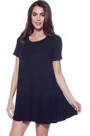 Alexander David D Womens Loose Flowy Shortslv Crewneck Tunic Dress S 3x Black Cb11xlyr6lf Short Dresses Casual Mini Black Dress Women Chiffon Blouse