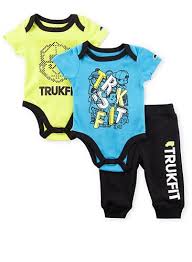 Baby Boy Trukfit Three Piece Bodysuits And Joggers Set