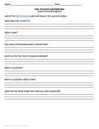 Hand out the say it with dna: Crash Course Biology 10 Dna Structure Replication Video Worksheet