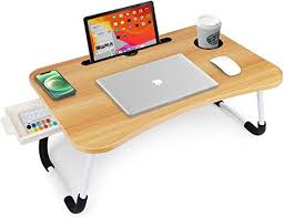 This lap desk accommodates laptops up to 15.6 inches. Amazon Com Laptop Desk Foldable Bed Table Portable Multi Function Lap Bed Tray Table With Storage Drawer And Cup Slot Notebook Stand Breakfast Bed Tray For Sofa Bed Terrace Balcony Garden Kitchen Dining