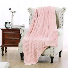 These pink blanket throw are knitted and woven so well that they are resistant to wear and tear from everyday uses. Cotton Knitted Throw Blanket Soft Warm Cable Knit Blanket Pink Walmart Com Walmart Com
