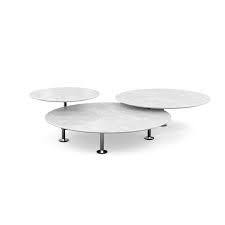 Beautiful range of modern tables. Knoll Set Of 3 Coffee Tables Grasshopper O 137 O 120 O 70 Cm Glossy Statuarietto Marble And Chromed Steel Myareadesign Com