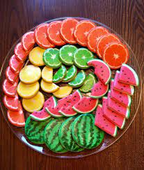 Summer Fruit Platter In 2021 Fruit Sugar Cookies Summer Cookies Summer Sugar Cookies