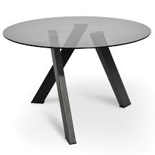 Isaac 1 2m Round Dining Table Smoke Grey Glass Black Base Interior Secrets In 2020 Dining Table Round Dining Table Grey Glass