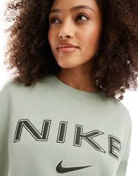 Vintage Green Womens Vintage Nike Crewneck Sweatshirt Neon Nike Crewneck  Bright Neon Nike Logo Crew Neck