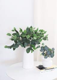 Artificial Silver Dollar Eucalyptus Leaf Spray 18 Tall In 2021 Faux Plants Decor Silver Dollar Eucalyptus Flower Vases