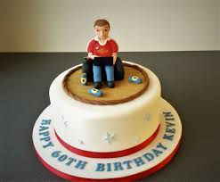 60th Birthday Cake Man Sitting On Chair With Laptop And Beer Cans Birthday Cake For Husband Cake Cake For Husband