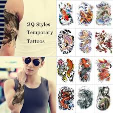 Howaf 7 large sheets neon temporary tattoos, 100+ shimmer designs glow uv neon body face skin tattoo jewellery tattoos flash fake waterproof tattoo stickers for women girls body art. Temporary Tattoo For Women Man Koi Fish Fake Temporary Body Stickers Arm Shoulder Chest Amp Back Make Up Wish