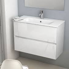 Meuble Salle De Bain 80x36 Cm Blanc Faible Profondeur Floride S