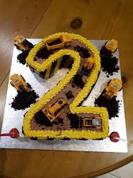2nd Birthday Cake For Little Boy Boys 2 Construction Digger Cake 2nd Birthday Cake Boy Digger Birthday Cake Construction Birthday Party Cakes