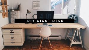 Upper cabinets have 2 doors and open shelves. Diy Giant Home Office Desk Youtube