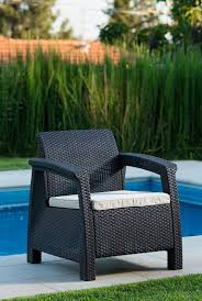 Keter Corfu 4pc Wicker Brown Chair In 2020 Indoor Wicker Chairs Outdoor Wicker Chairs Wicker Patio Furniture Sets