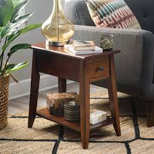 Finley Home Davis Chairside Table With Power Outlet Walnut From Hayneedle Com Rustic End Tables Chair Side Table Walnut Finish Furniture