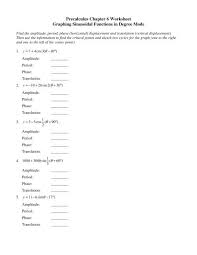 Worksheets with answers related files Precalculus Chapter 6 Worksheet Graphing Sinusoidal Functions In