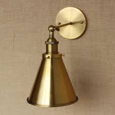 Vintage Antique Brass Wall Lamp In Cone Shade Industrial Metal Single Light Wall Sconce Brass Wall Lamp Metal Wall Lamp Wall Lamp