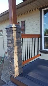 Genstone Stacked Stone 1 5 In X 11 25 In Kenai Faux Pillar Panel 4 Pack Psskipp 4 At The Home Depot Front Porch Stone Stone Porches Front Porch Makeover