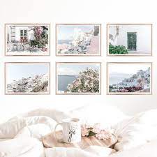 Greece Wall Art Set Of 6 Prints Blush Pink Travel Home Decor Etsy Travel Wall Art Wall Art Sets Wall Art Prints