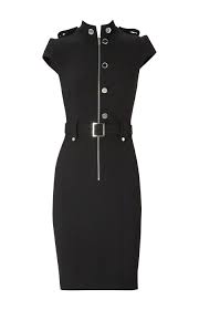 Karen Millen Military Dress Black Fashion Karen Millen Solid Color Dresses Outlet Military Fashion Military Style Dress Fashion