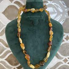 karisik renk kehribar kolye