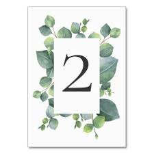 Modern Chic Eucalyptus Foliage Table Number Card Zazzle Com Table Number Cards Wedding Table Number Cards Framed Table Numbers