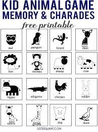 Family Game Night Animal Memory Game And Animal Charades For Kids Charades For Kids Family Game Night Family Games