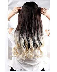 Snoilite Ombre Dipdye Color Clip In Hair Extension 58cm Length Dark Brown To Bleach Blonde Curly Fo Ombre Hair Extensions Clip In Hair Extensions Bleach Blonde