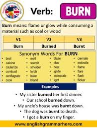 Burn Past Simple Simple Past Tense Of Burn Past Participle V1 V2 V3 Form Of Burn Burn Means Flame Or Glow While C Simple Past Tense Past Tense Learn English